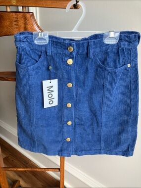 Molo Blue Corduroy Button-Front Mini Skirt